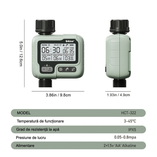 Programator Automat de Irigații Digital - Timer pentru Udare Grădină și Gazon