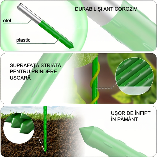 Set suport pentru Plante Cățărătoare - Țăruși 270cm x 180cm, Diametru 9mm, Acoperire PE