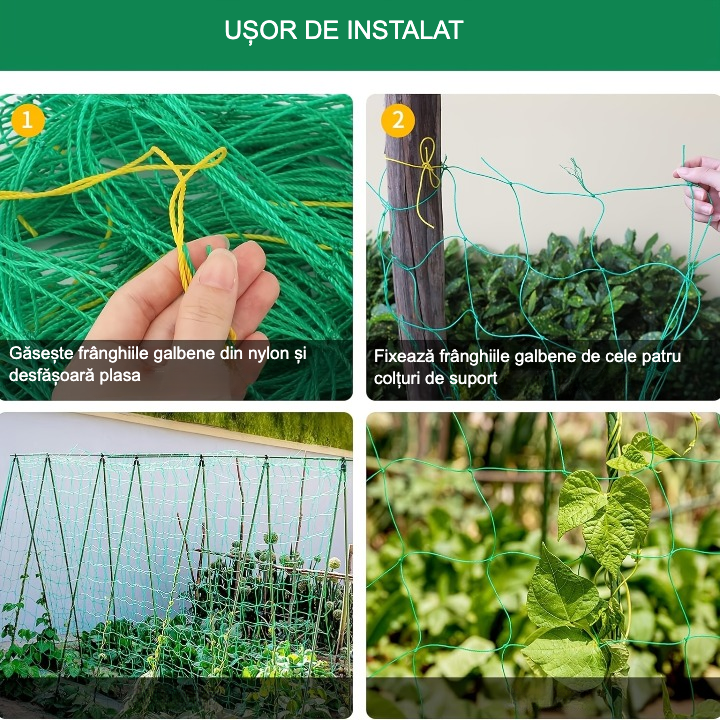 Plasă din Nylon Rezistentă pentru Plante Cățărătoare 1000cm x 200cm