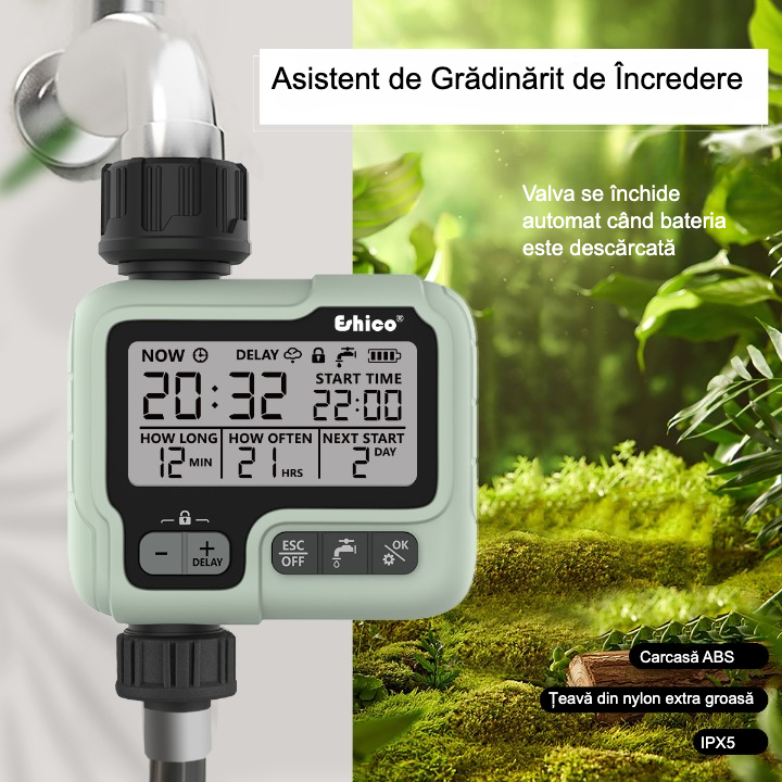 Programator Automat de Irigații Digital - Timer pentru Udare Grădină și Gazon