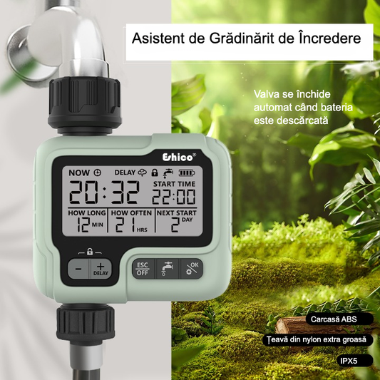 Programator Automat de Irigații Digital - Timer pentru Udare Grădină și Gazon