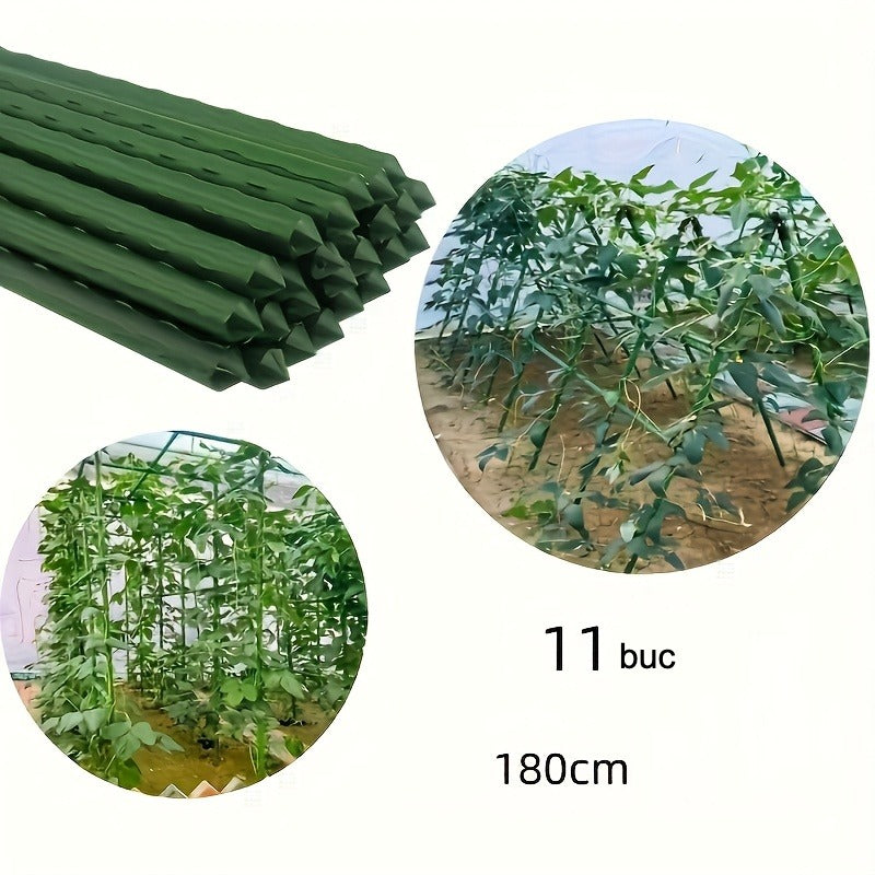 Set 11 Țăruși (Araci) din Metal pentru Grădină 180x0.8 cm - Set 22 Țăruși + 11 Conectori - Roșii, Vinete și Viță de Vie