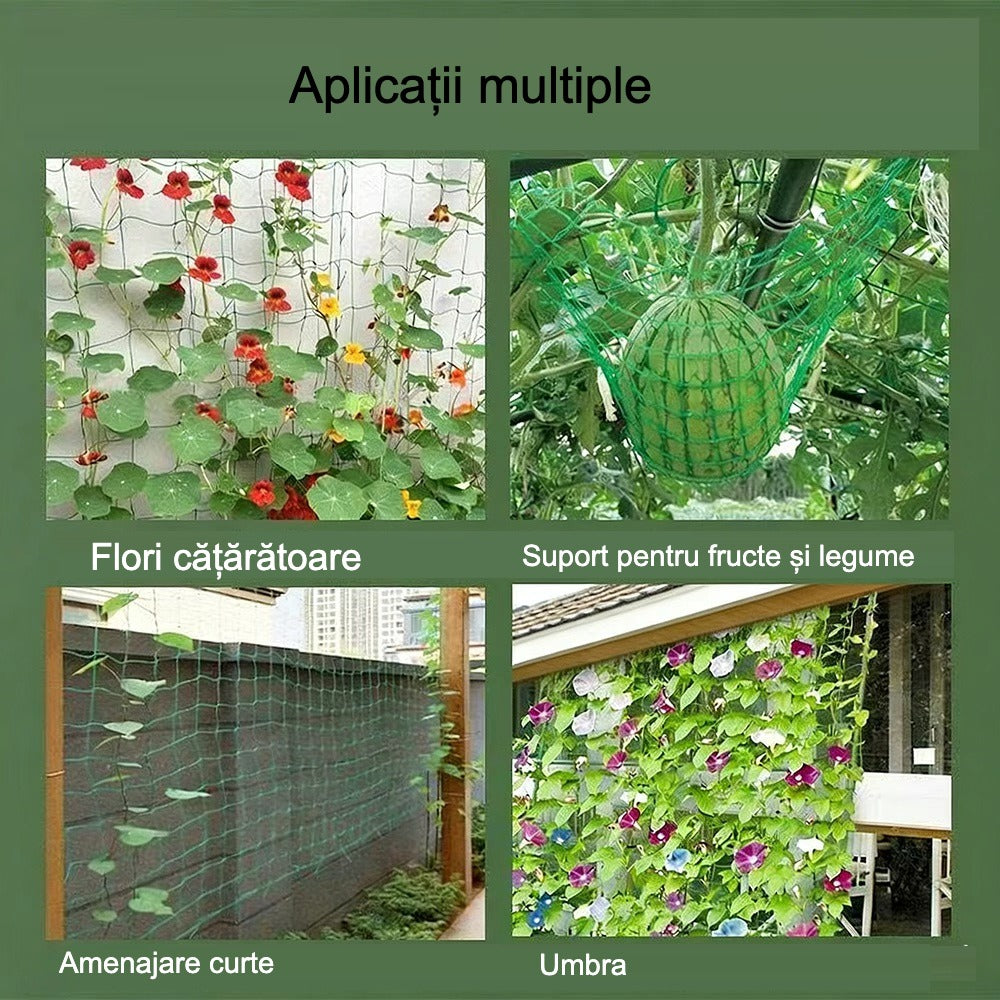 Plasă Spalier pentru Plante Cățărătoare 1.8mx5m - Reutilizabilă - Roșii, Fasole, Flori, Viță de Vie