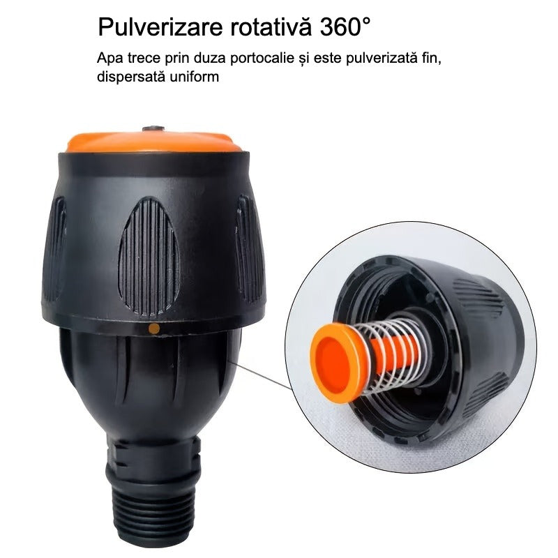 Aspersor Automat pe Trepied Telescopic cu Rotație 360° - pentru Suprafețe Mari, Curți și Gazon