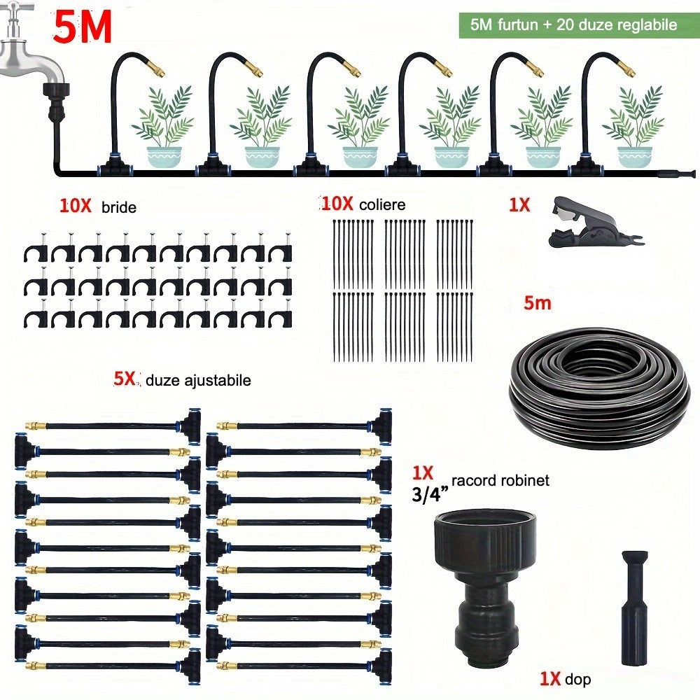 Kit Aspersor Universal pentru Irigații (5m-20m) - Cap de Pulverizare 360° pentru Grădină și Seră