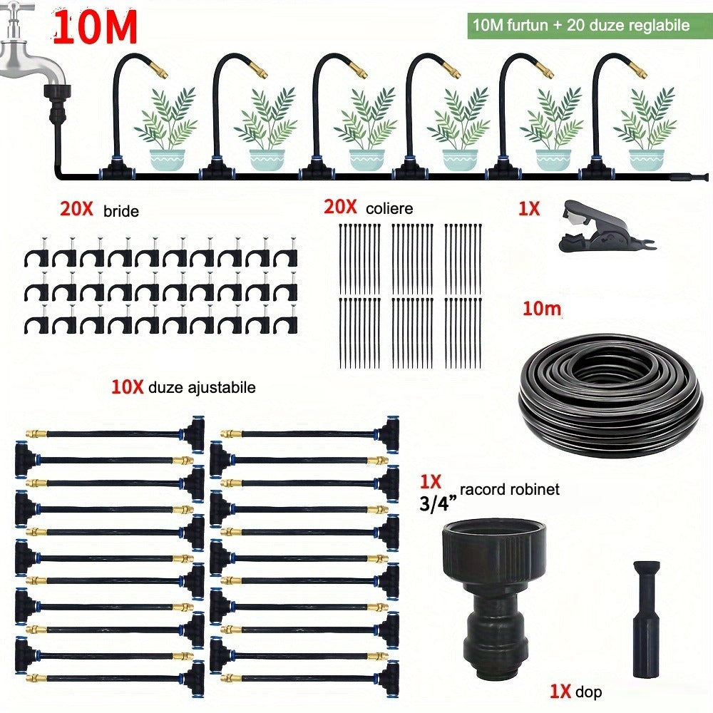 Kit Aspersor Universal pentru Irigații (5m-20m) - Cap de Pulverizare 360° pentru Grădină și Seră
